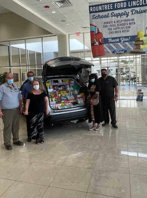 Rountree Ford Delivers collected school supplies